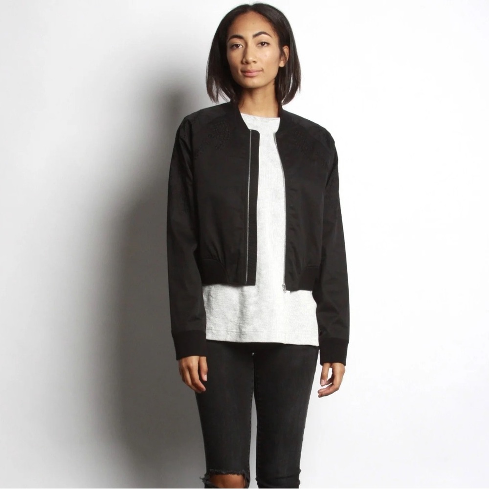 Black Embroider Bomber Jacket NWT